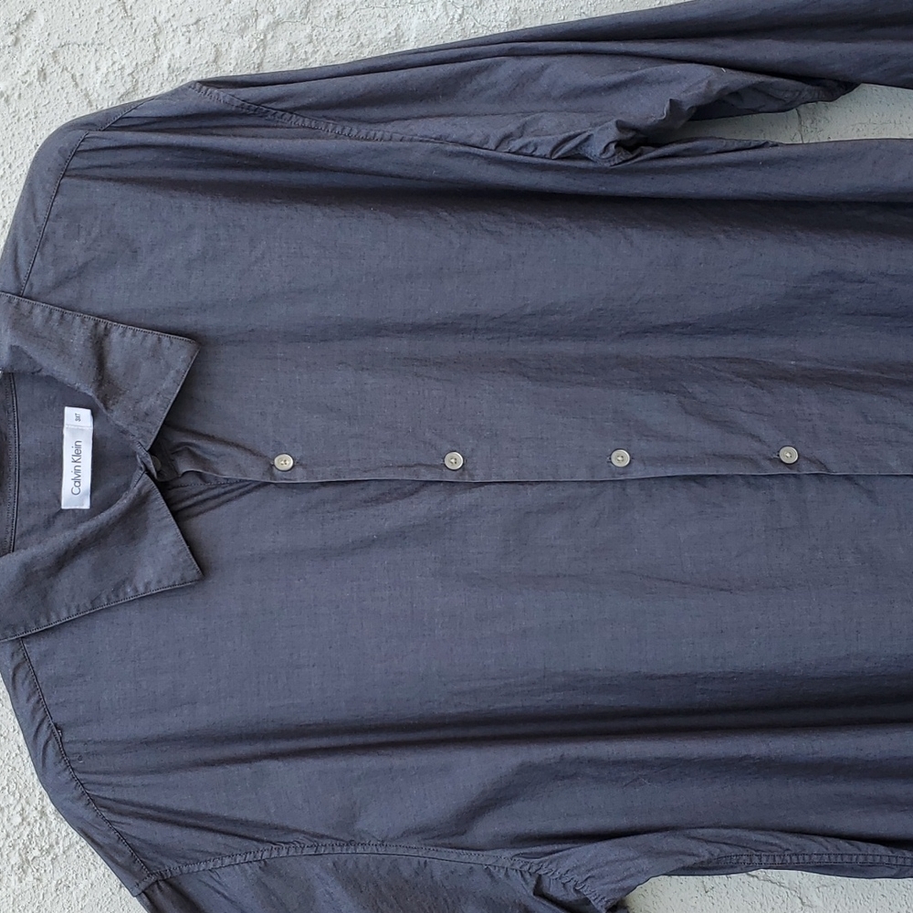 Calvin Klein Dark Gray Button Down Long Sleeve Shirt 3XT